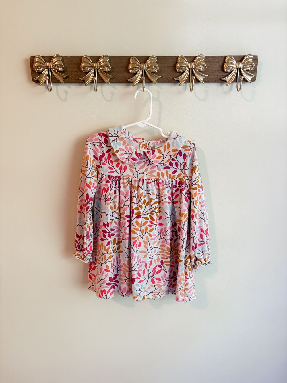 Peter Pan Collar Long Sleeve Toddler Girl Size 6 Dress Floral Pattern Cotton